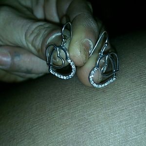 10k diamond heart earings